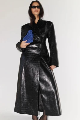 Rundy Croc Faux Leather Coat / Black | MESHKI | M | MESHKI US