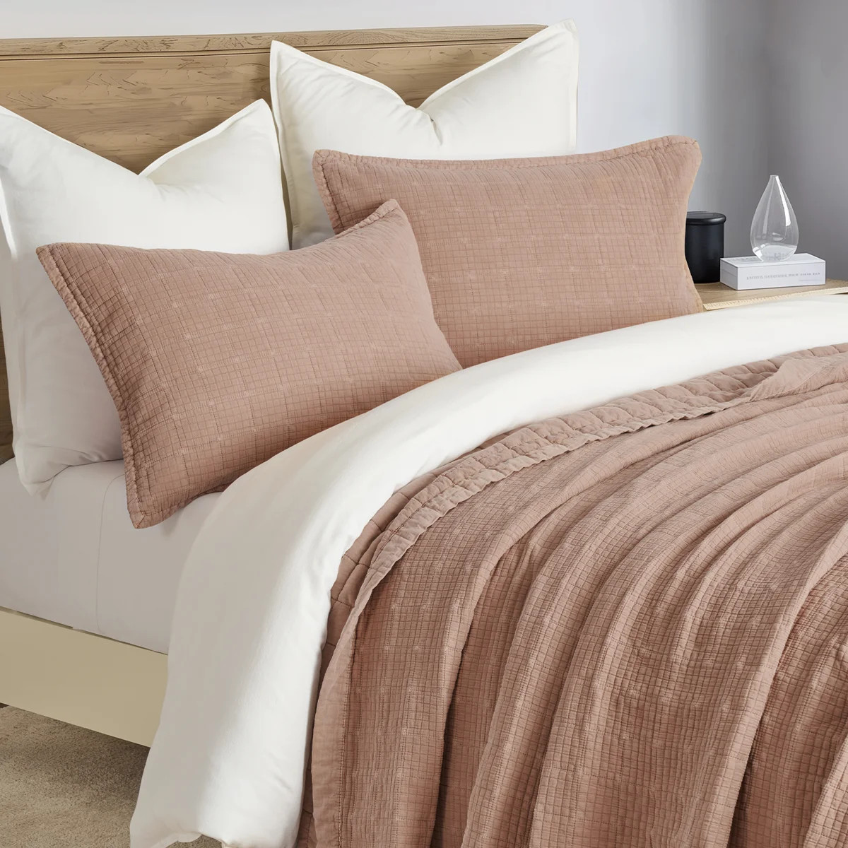 Stonewashed Crinkle Cotton Box Stitch Quilt Set | Wayfair North America