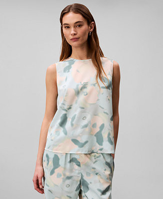 Calvin Klein Women's Printed Sleeveless Crewneck Top - Macy's | Macy's
