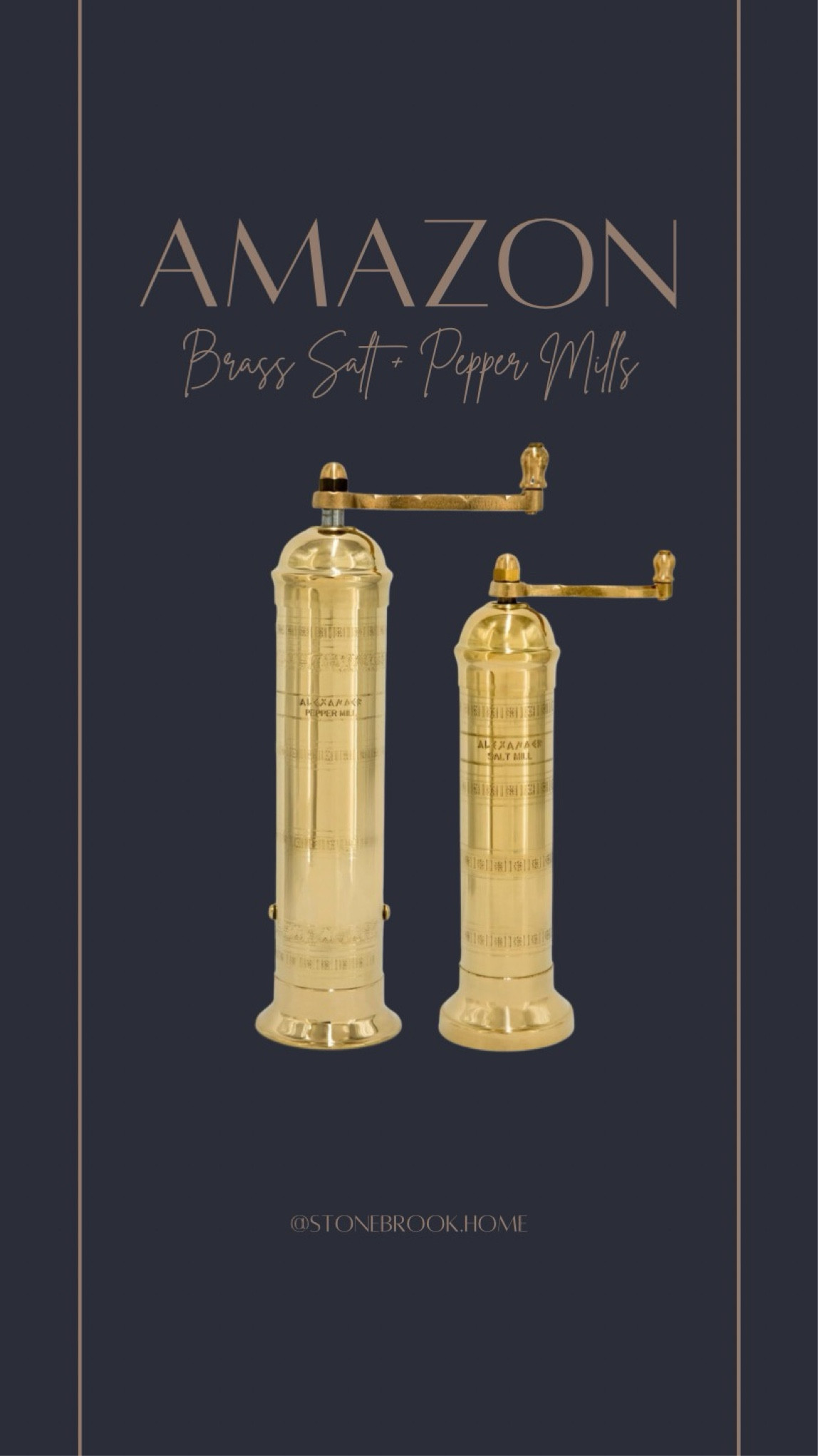 The prettiest kitchen decor staple: brass slat and pepper mills from Greece.

I have this set from Cove Home, which is SOLD OUT. Here they are on Amazon.

#kitchen #homedecor #cooking

Brass mills, salt and pepper mills, kitchens decor, kitchen aesthetic, classic kitchen

#LTKHome #LTKFamily #LTKStyleTip