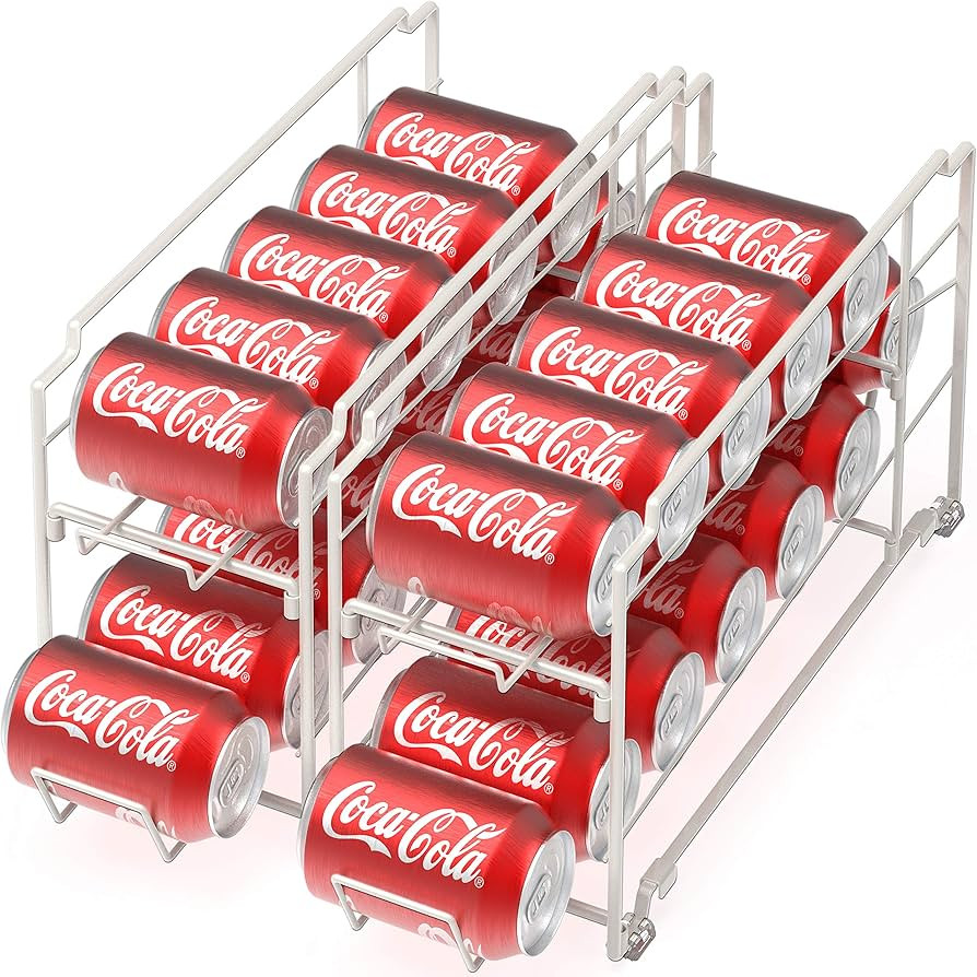 Simple Houseware Stackable Beverage Soda Can Dispenser Organizer Rack, White - 2 Pack | Amazon (US)