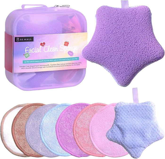BS-MALL Gentle Facial Sponge -10 Pcs Set Face Clean Sponges Reusable Makeup Removal Pads Clean De... | Amazon (US)