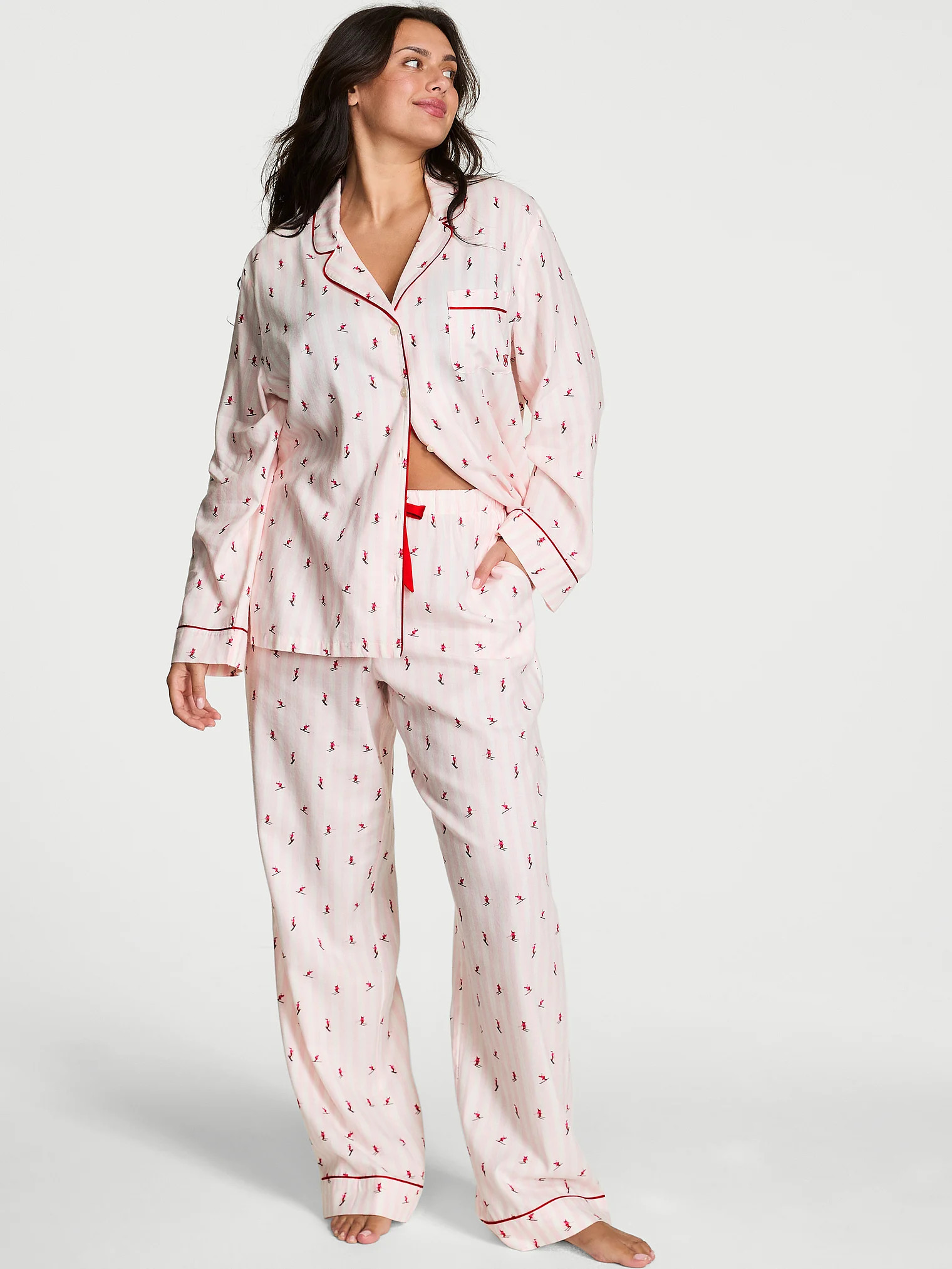 Buy Flannel Long Pajama Set, Coconut White/Rose Garden Whimsy Forest Scene - Order Pajamas Sets o... | Victoria's Secret (US / CA )