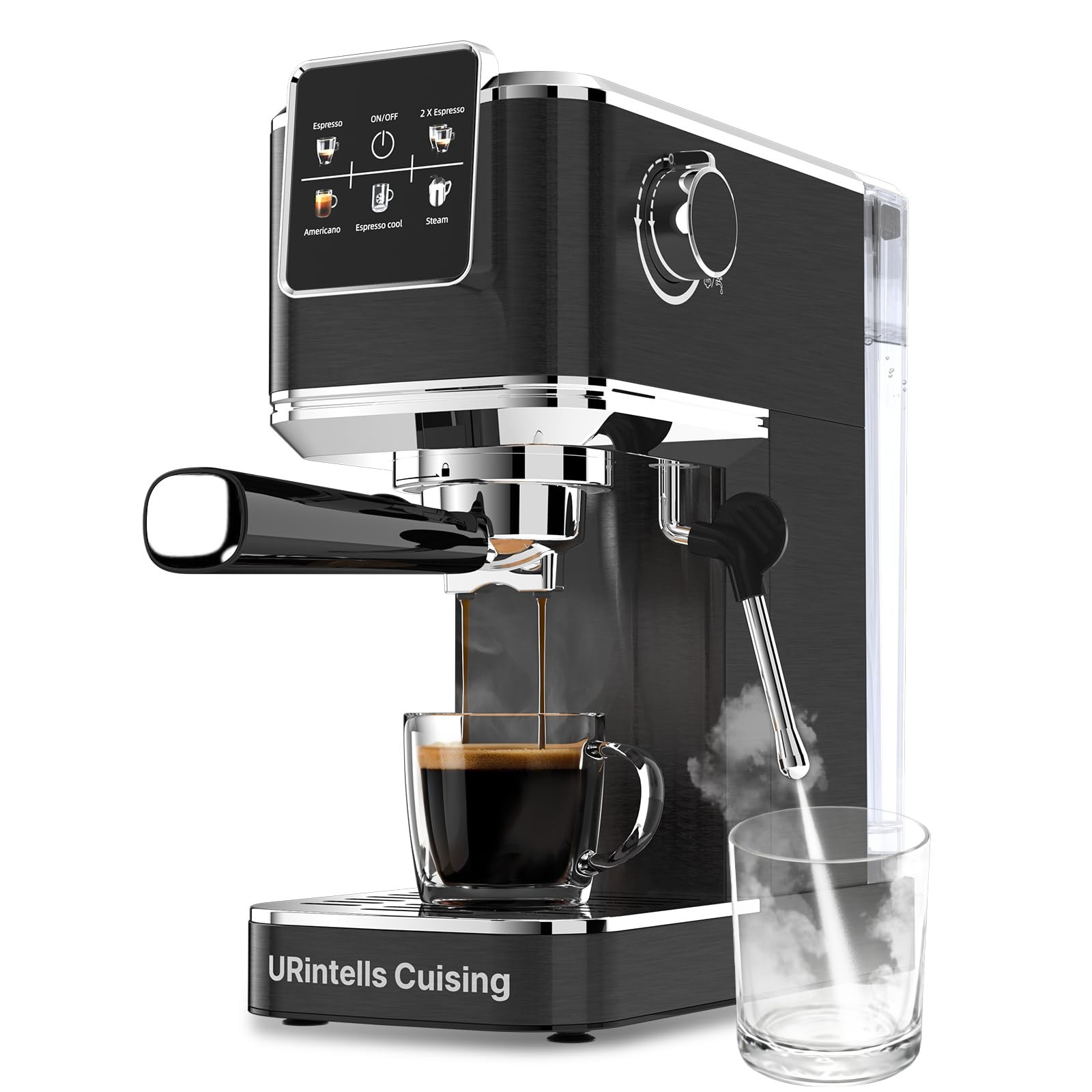 Espresso Machine 20 Bar,Touch Screen Espresso Maker with Steam Milk Frother,Compact Stainless Ste... | Amazon (US)
