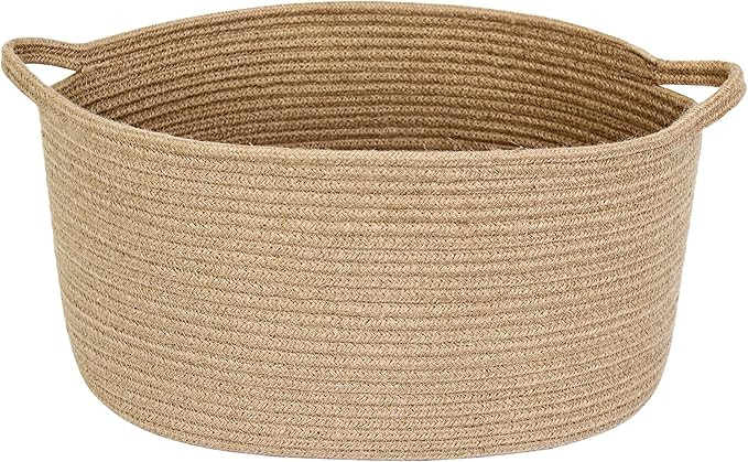 Jute Wicker Storage Basket with Handles, 17"x12"x8" Decorative Woven Baskets for Organizing Dog T... | Amazon (US)