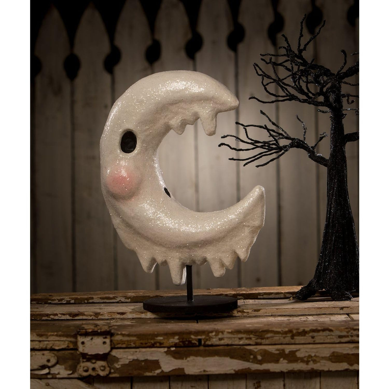 Bethany Lowe Ghostly Moon Paper Mache Figurine | Amazon (US)