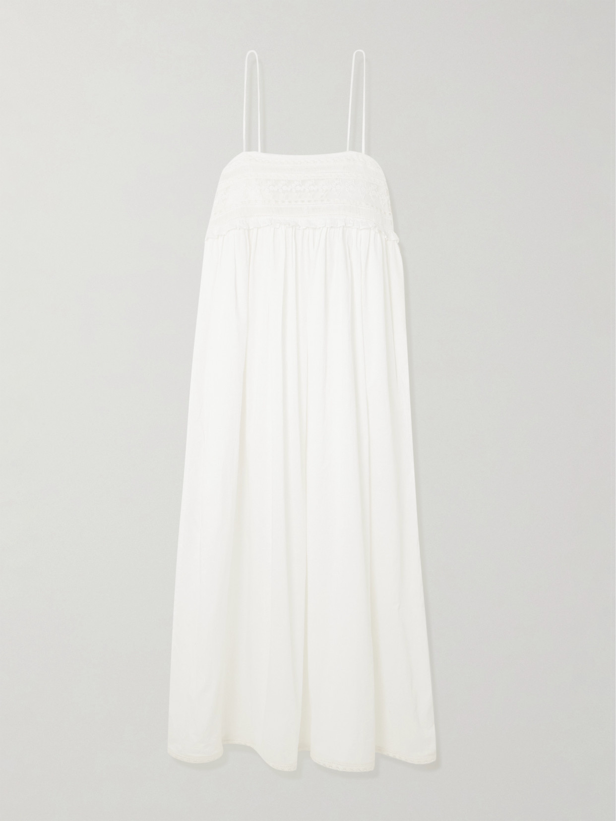 Posse - Danielle Lace-trimmed Cotton Midi Dress - White | NET-A-PORTER (US)