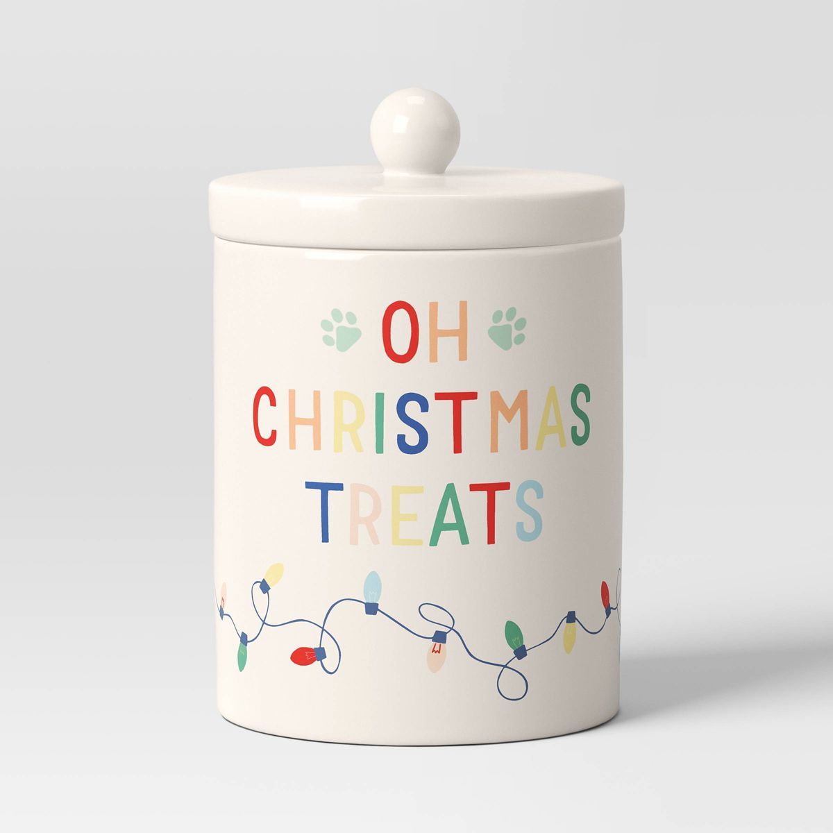 7.5" 'Oh Christmas Treats' Ceramic Pet Treat Jar White - Wondershop™ | Target