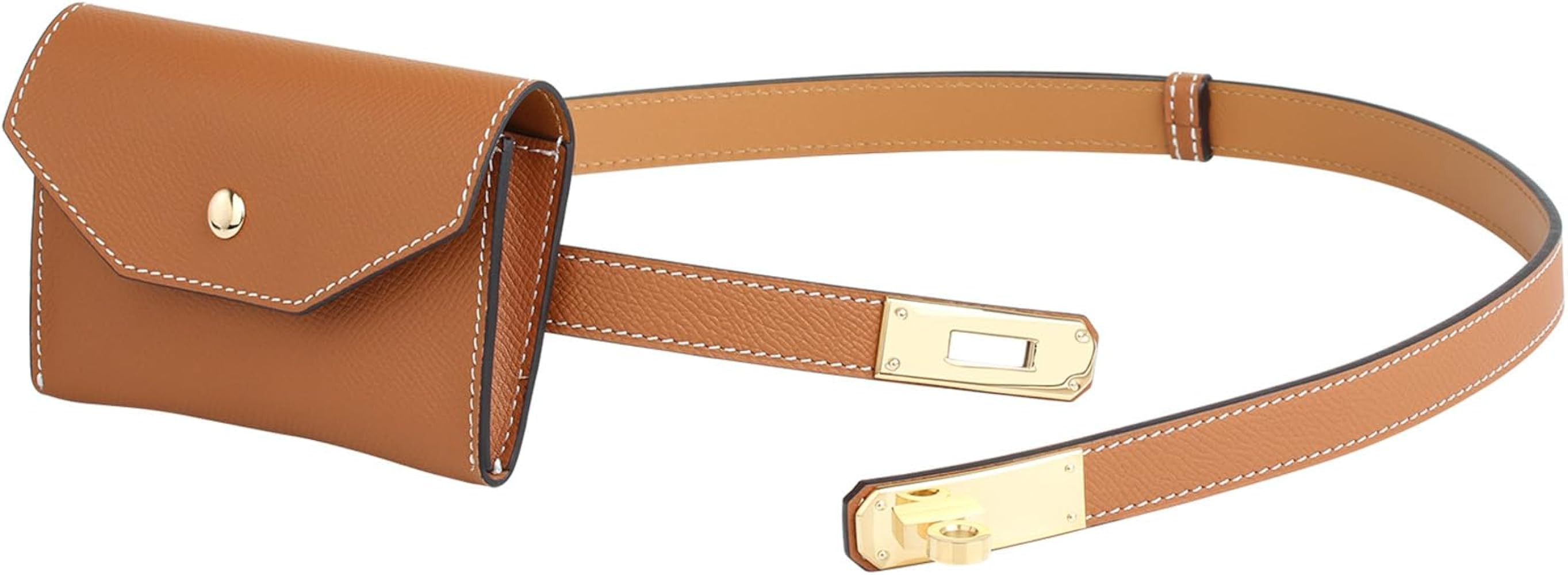 Women's Skinny Leather Belt - Adjustable Alloy Turn Lock, Solid Color - Ideal for Dresses, Jeans,... | Amazon (US)
