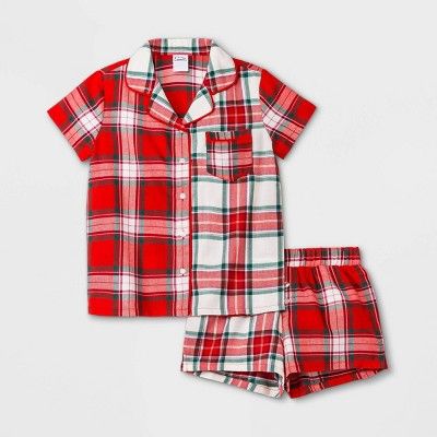 Girls' Plaid Pajama Set - art class™ Red | Target