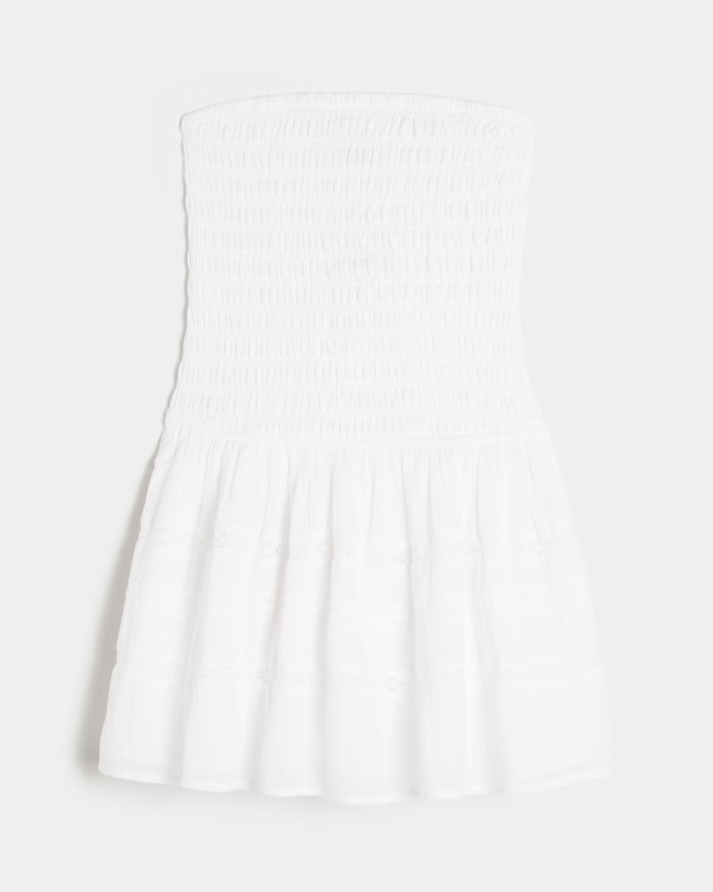 Women's Strapless Smocked Bodice Mini Dress from Hollister | Hollister (US)