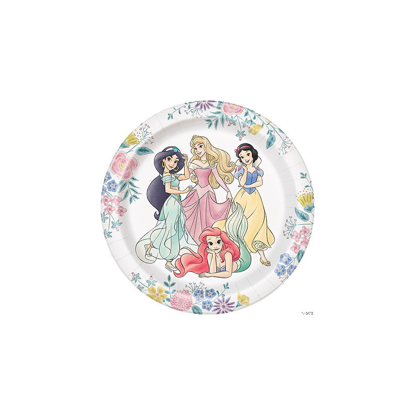 6 3/4" Floral Disney Princess Party Disposable Paper Dessert Plates – 8 Ct. | Oriental Trading Company
