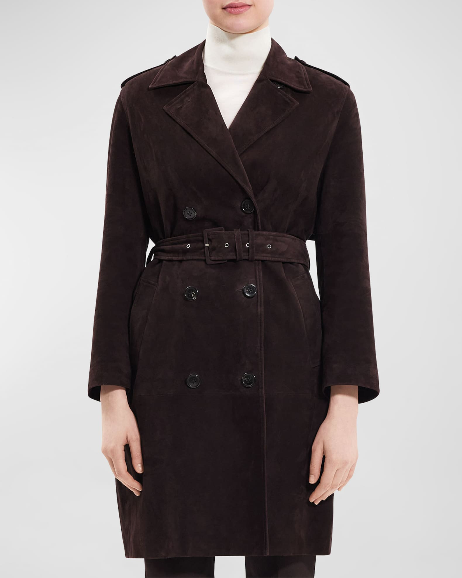 Reece Suede Utility Trench Coat | Neiman Marcus