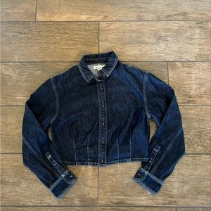 Madewell Denim Pleated Cropped Button-Up Shirt sz XS NN933 | Poshmark