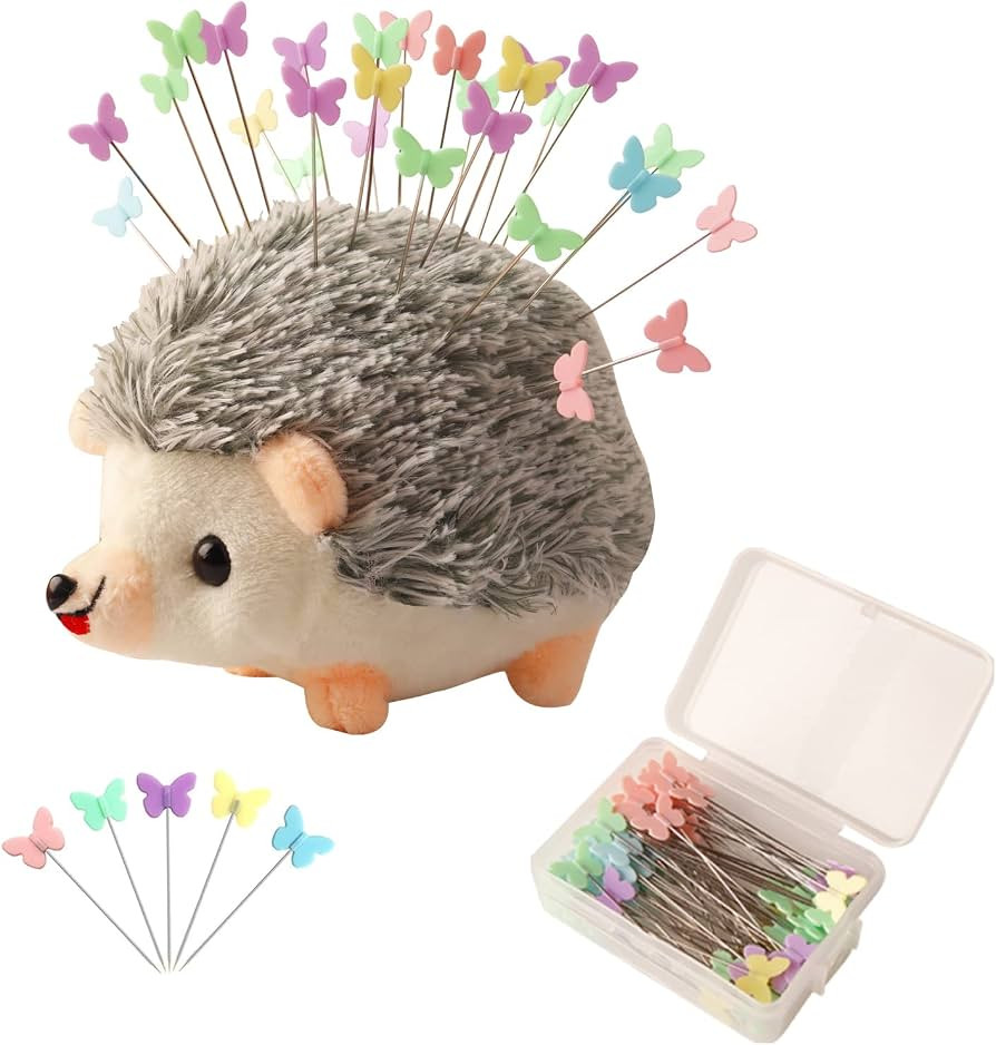 Hedgehog Shaped Pin Cushion Sewing Kit with 100 Colored Pins | Amazon (US)