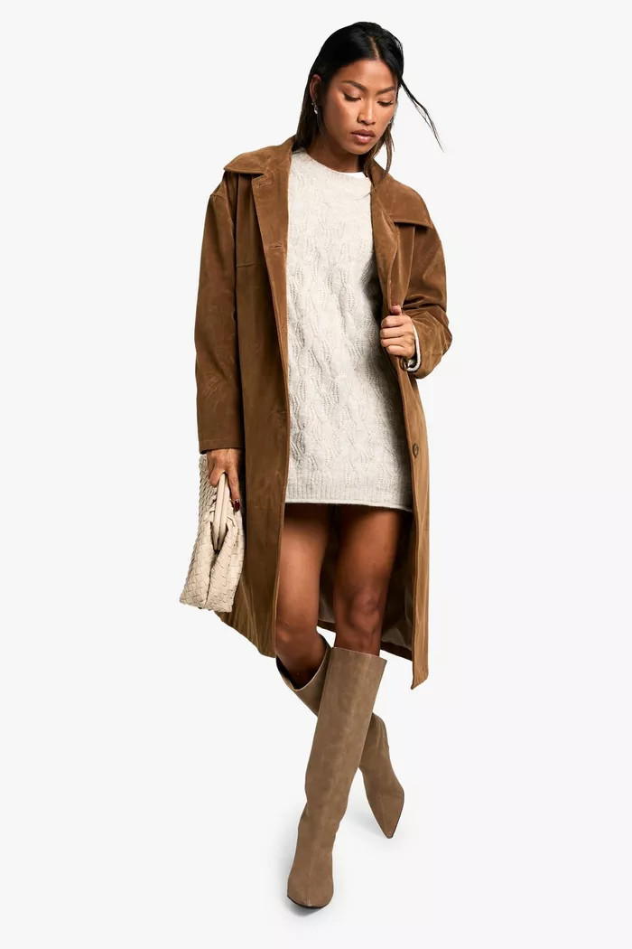Vintage Look Suede Trench Coat | Boohoo.com (UK & IE)
