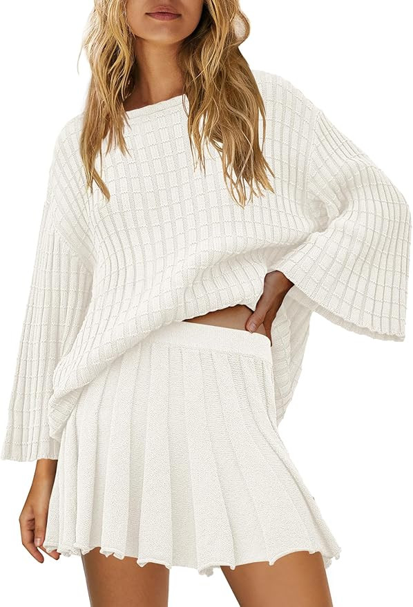 SENSERISE Fall Sweater Sets Skirt Sets Women 2 Piece Outfits Long Sleeve Top and Skirts Set Loung... | Amazon (US)