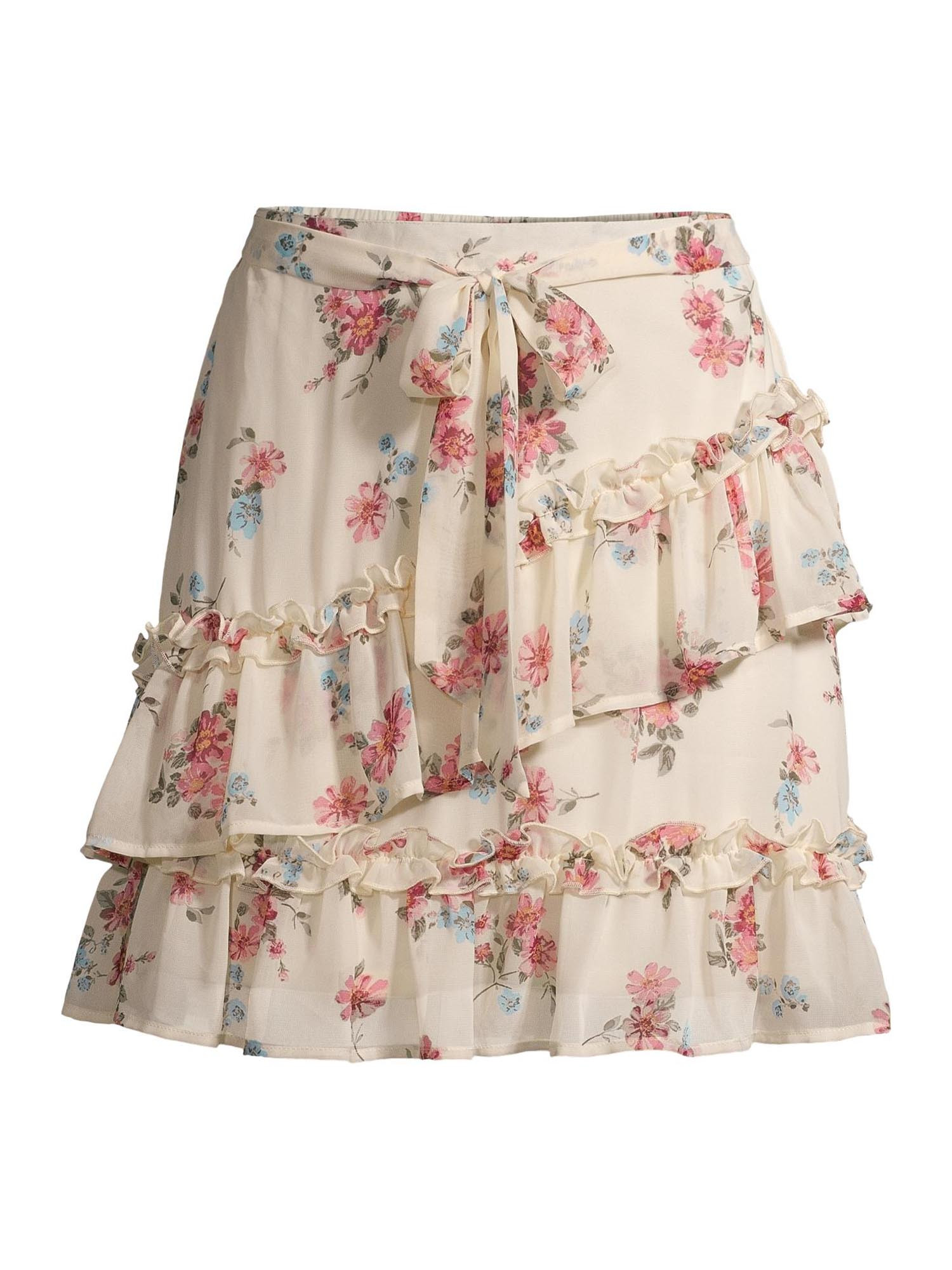 No Boundaries Juniors' Ruffled Woven Skirt | Walmart (US)