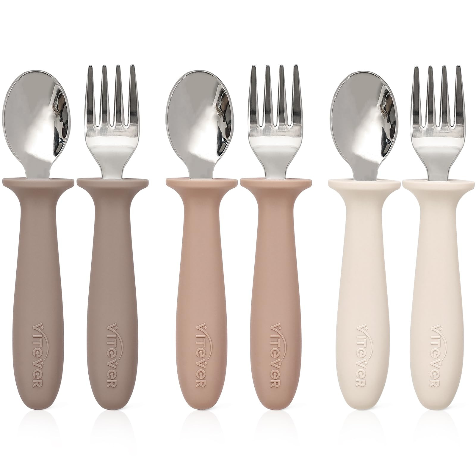 6 Pieces Toddler Utensils, Children Silverware Set with Silicone Handle, Kids Safe Spoons and For... | Amazon (US)