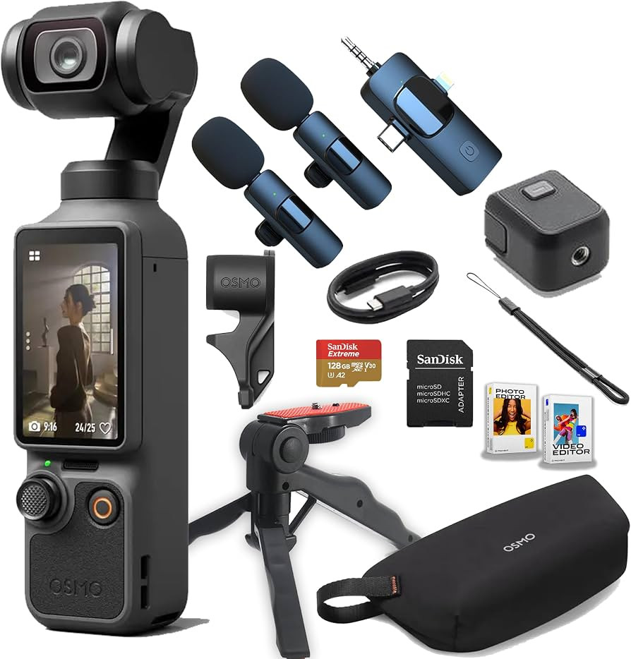 DJI Osmo Pocket 4 Value Bundle, 4K/240fps Vlog Camera, 3-Axis Stabilization, Active Track 7.0, 2 ... | Amazon (US)