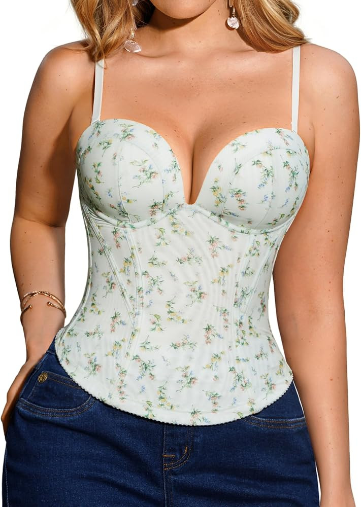 Popilush Corset Tops For Women With Convertible Straps Going Out Outfits | Amazon (US)