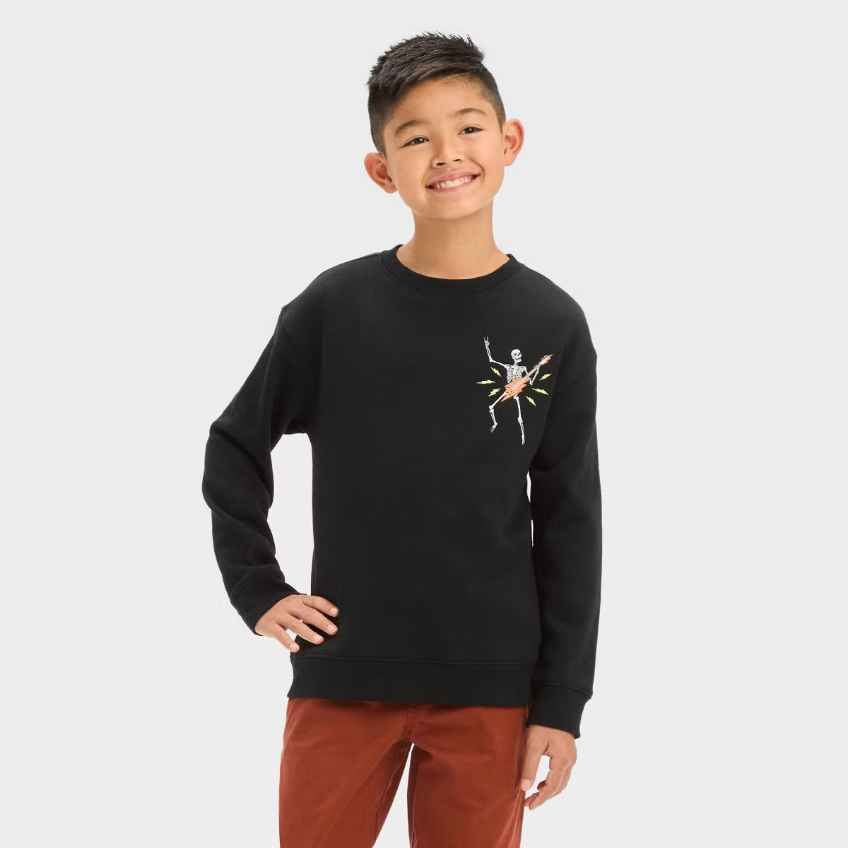 Boys' Halloween Crewneck Fleece Pullover Sweatshirt - Cat & Jack™ Black | Target