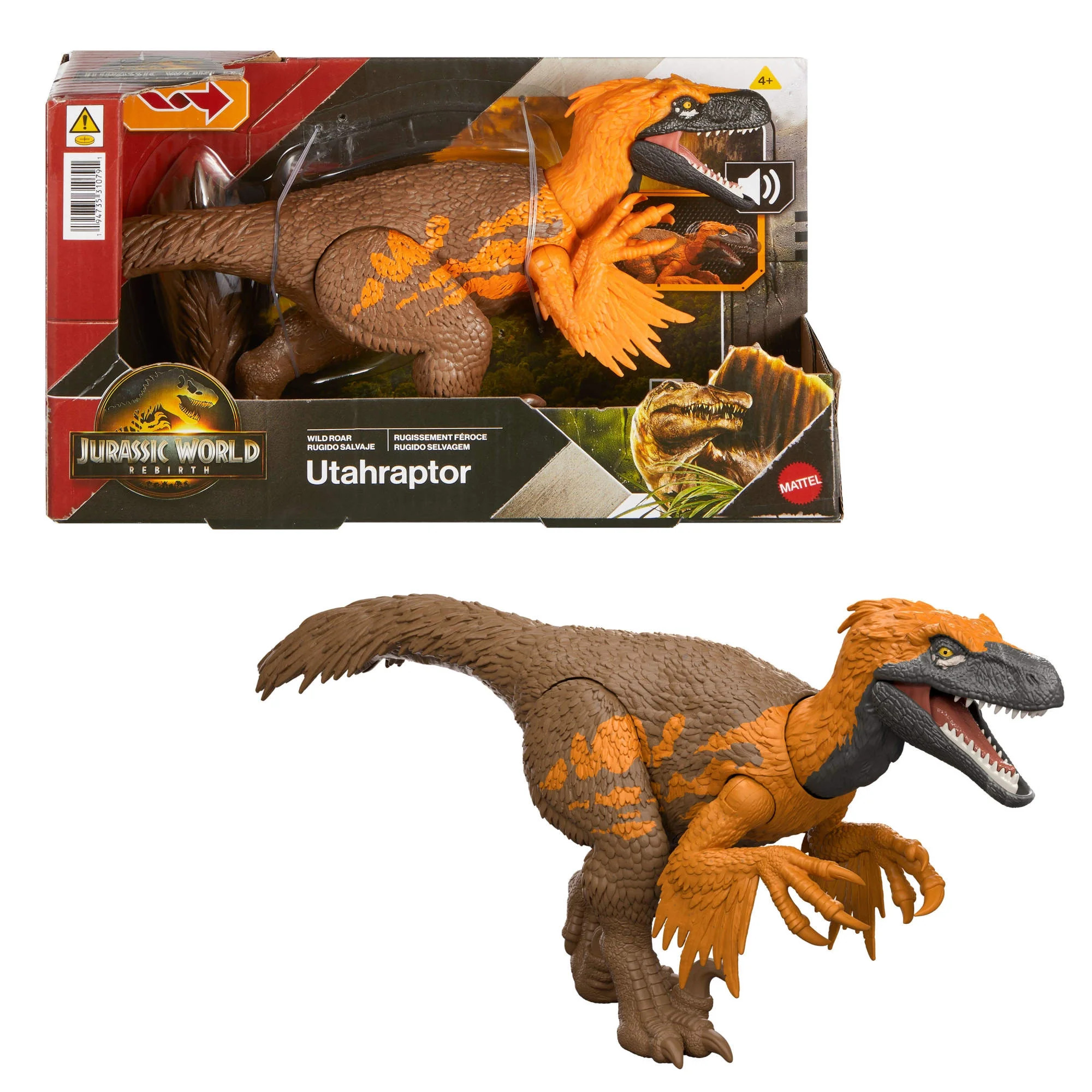 Jurassic World Rebirth Wild Roar Utahraptor Dinosaur Toy, Tail Controlled Attack Chomp & Sound | Walmart (US)