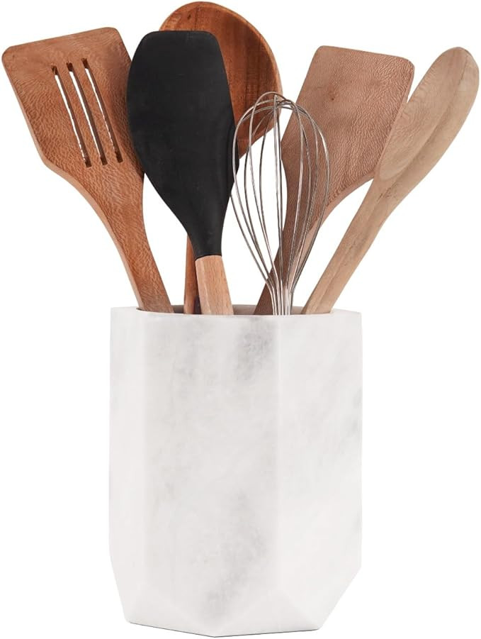 Radicaln Marble Utensil Holder 6.5'' Inches White Spoon Holder for Kitchen Counter, Ideal Kitchen... | Amazon (US)