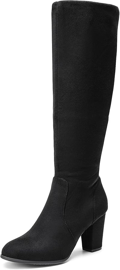 DREAM PAIRS Women's Chunky Heel Knee High and Up Boots | Amazon (US)