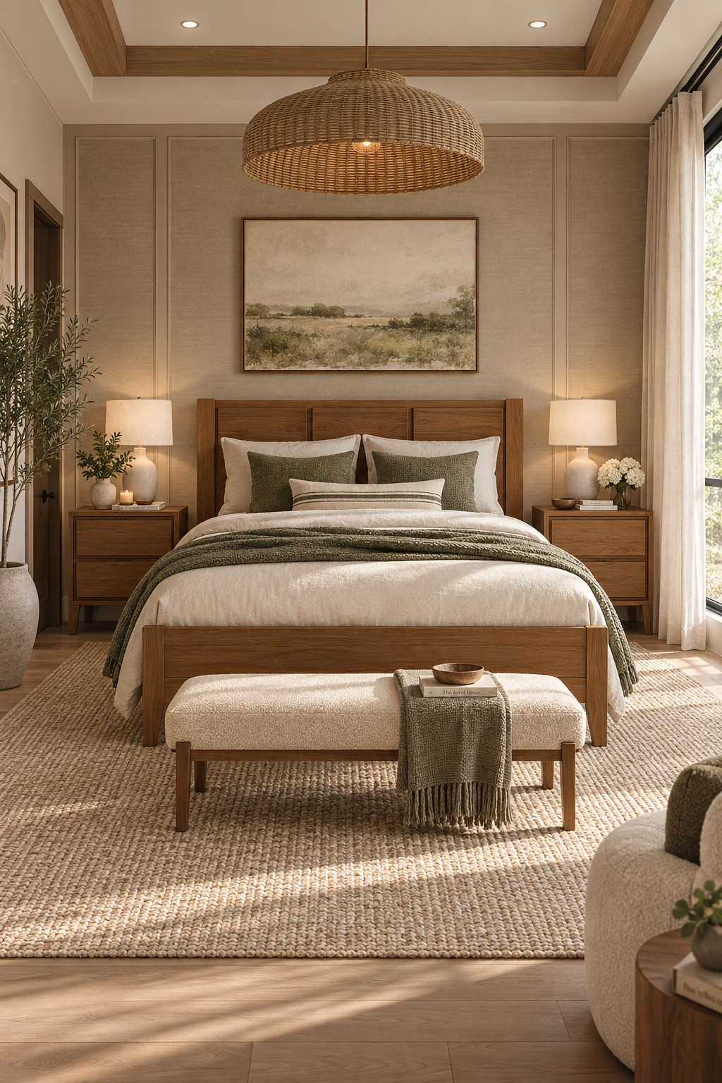 This warm wood bedroom set instantly made the whole room feel more inviting. Kept the bedding creamy and simple, then brought in olive green accents, textured rugs, woven lighting and a little greenery to give it that cozy designer look. It feels relaxed but still really elevated. One of my favorite Wayfair Labor Day bedroom deals right now!

#Wayfair #WayfairFinds #LaborDayDeals #WayfairLaborDaySale #BedroomFurniture #WoodBedroomSet #GuestBedroom #GuestBedroomDecor #GuestBedroomIdeas #GuestBedroomInspiration #CozyBedroom #WarmNeutralBedroom #BedroomGoals #BedroomRefresh 

 #LTKSeasonal #LTKHome #LTKSaleAlert