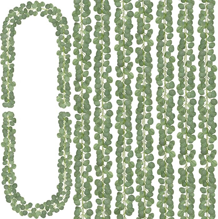 CQURE 8Pcs Eucalyptus Garland,Artificial Eucalyptus Leaves Table Greenery Garland Wreath Spring V... | Amazon (US)