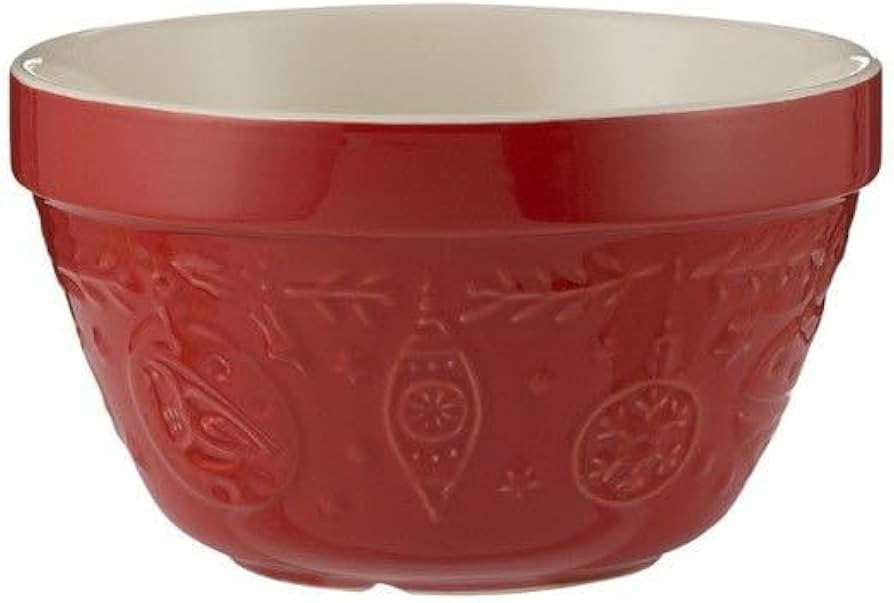 Mason Cash Merry & Bright S36 (0.95 Qt.) Embossed All Purpose Bowl/Pudding Basin | Red | Amazon (US)