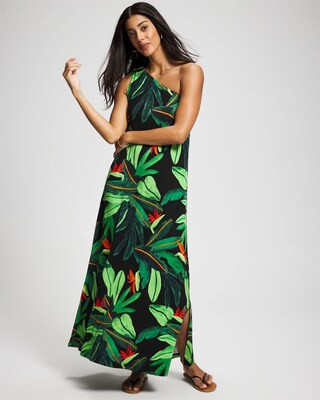 Women's Soft Jersey One-Shoulder Maxi Dress in Black size XL | Soma | SOMA