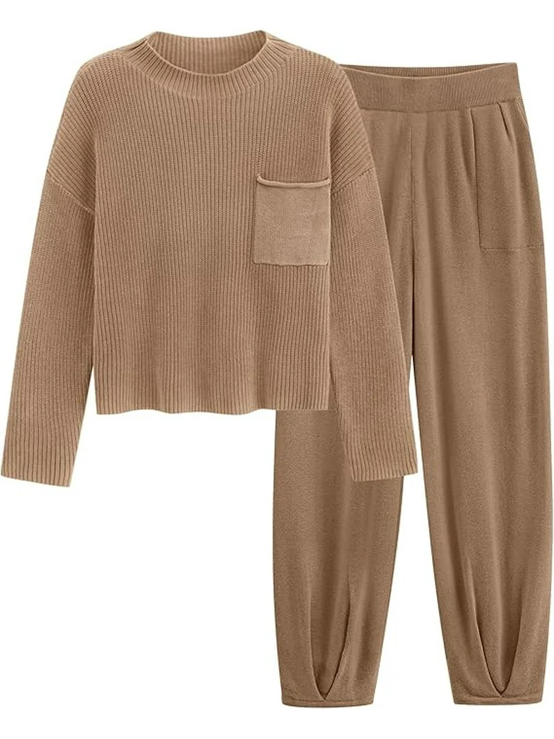 PRETTYGARDEN Women's Winter 2 Piece Sweater Set Casual Pullover Top High Waisted Sweatpants Track... | Walmart (US)