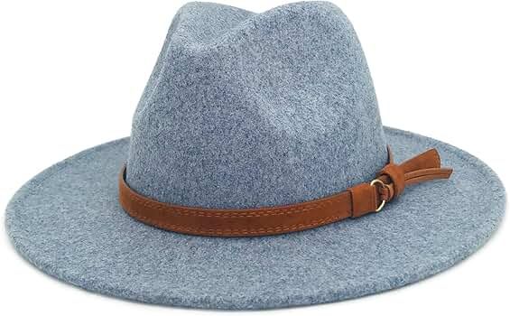 Lisianthus Womens Classic Wool Fedora with Belt Buckle Wide Brim Panama Hat | Amazon (US)