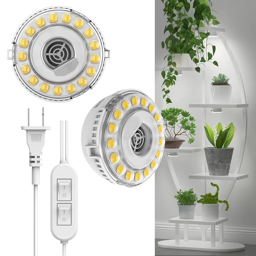 SANSI LED Puck Grow Light, 10W (150 Watt Equiv) Full Spectrum 2-Head Lamp for Plants with Ceramic... | Amazon (US)