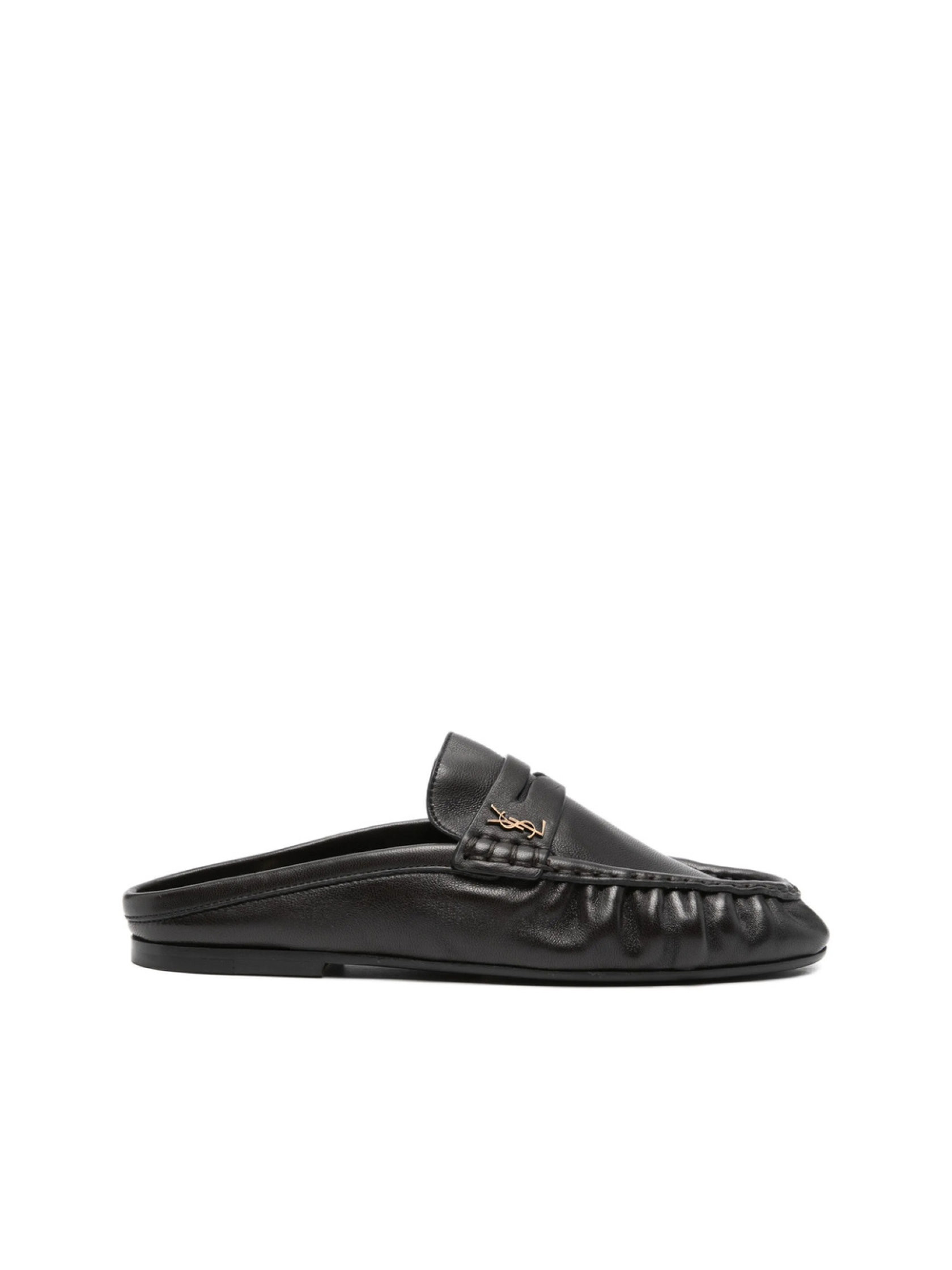 Saint Laurent Ruched Logo Plaque Mules | Senser US