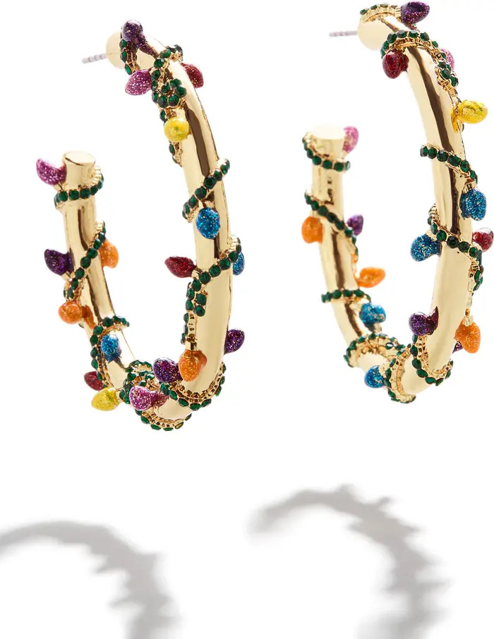 BaubleBar Christmas Lights Wrapped Hoop Earrings | Nordstrom | Nordstrom