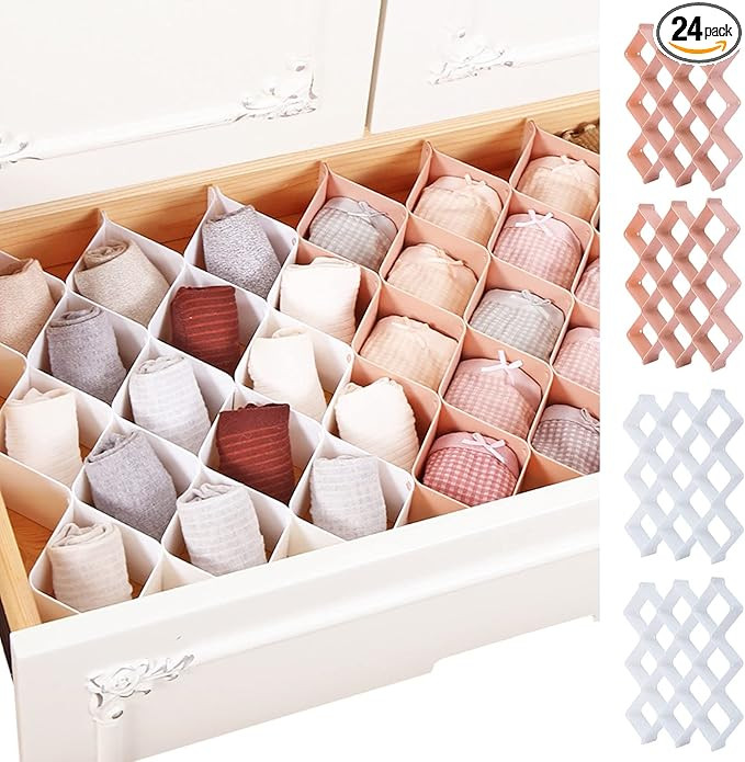 ROUFA Sock Drawer Organizer for Dresser, Honeycomb Underwear Dividers for Women, Panty Separator ... | Amazon (US)