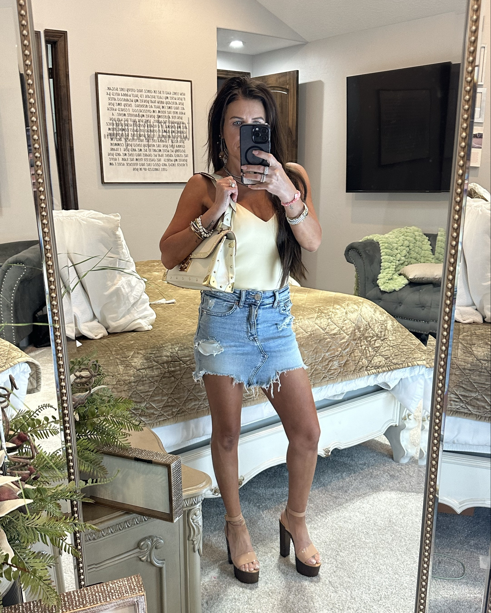 Summer Outfit | Jean Skirt | Amazon Find ✨ Bodysuit | Heels 

#LTKFindsUnder100 #LTKFindsUnder50 #LTKSummerSales