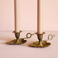 Cute Leaf Brass Chamberpot Candlestick Holders | 2 | Etsy (US)