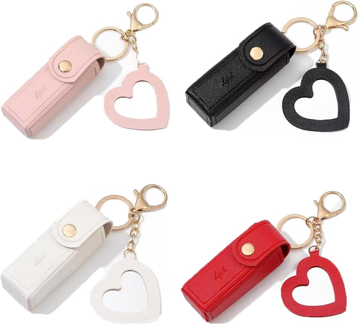 4 pcs Lipstick Cases, Lipstick Organizer Keychain with Mirror, PU Chapstick Case Lipstick Holder ... | Amazon (US)