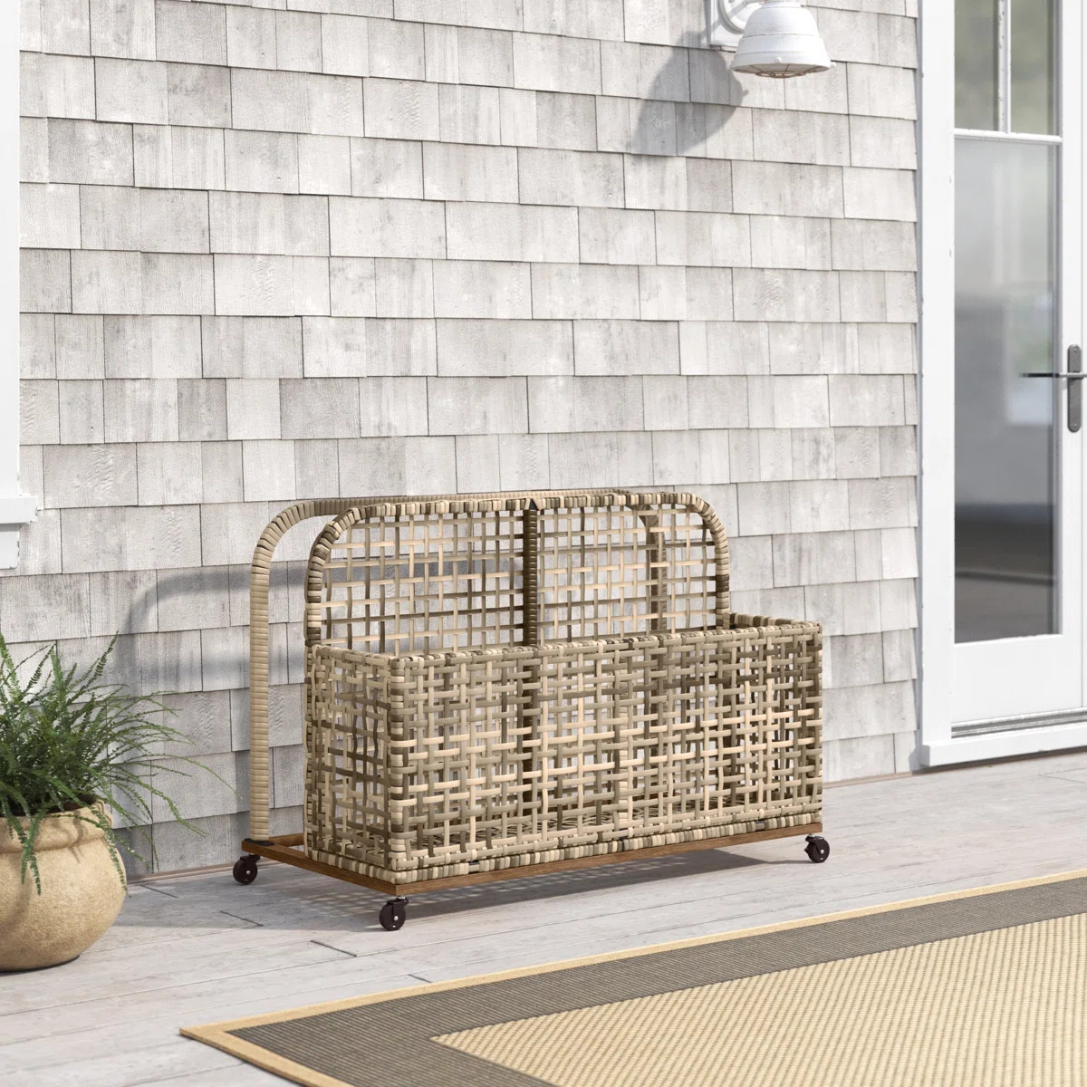 Birch Lane™ Broughton 43.5'' W 30 Gallons Water Resistant Metal Towel Valet with Wheels in Dist... | Wayfair North America