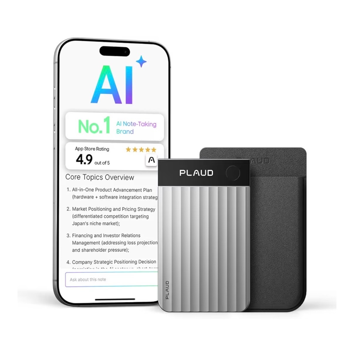 Plaud Note Pro AI Voice Recorder Transcribe & Summarize for Meetings Calls
AI Note Taker for Professionals & Teams, Productivity, 112 Languages, Ultra-Slim, InstantView Display, Case Included, Silver

Amazon technology