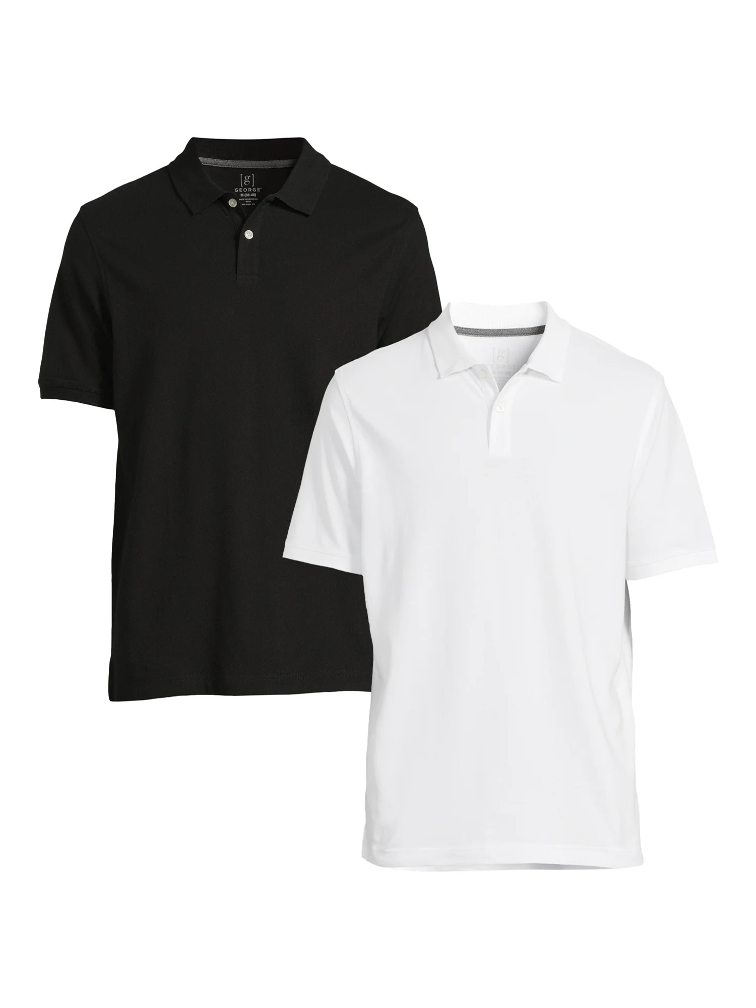 George Men's & Big Men's 2-Pack Pique Polo Shirts with Short Sleeves, Sizes S-3XL | Walmart (US)