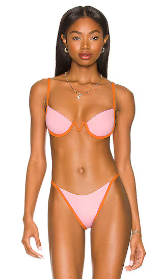X TESSA BROOKS Nico Bikini Top in Crystal Pink & Sunbeam | Revolve Clothing (Global)