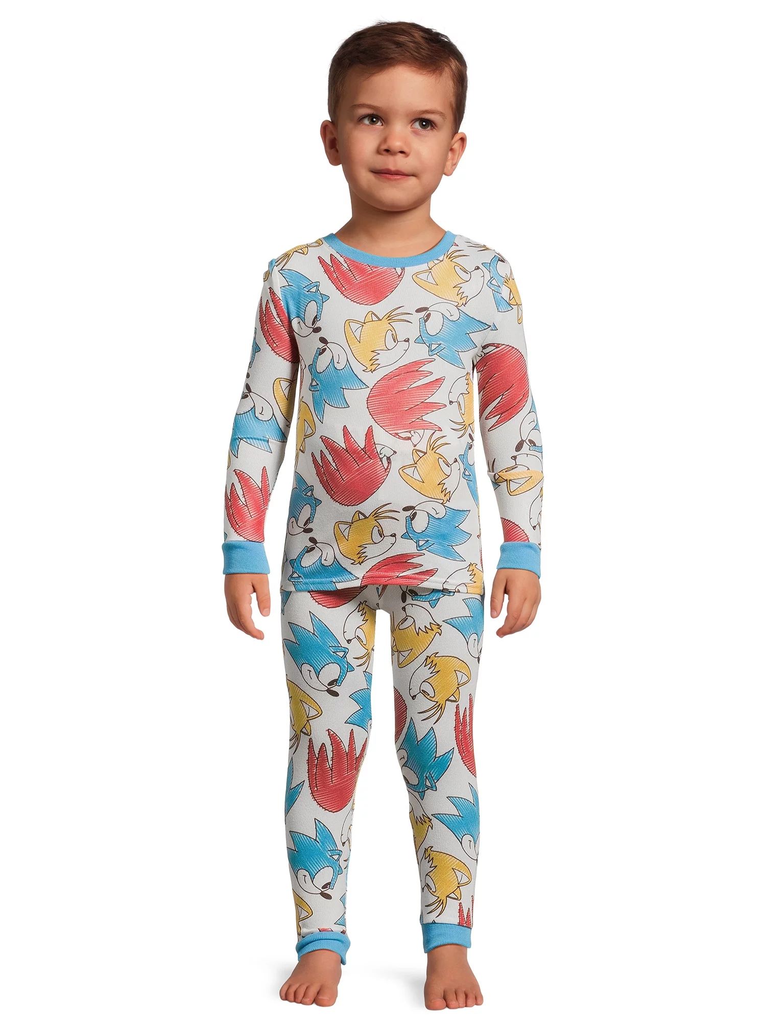 Sonic Toddler Boys Snug Fit Hacci Long Sleeve Pajama Set, 2-Piece, Sizes 12M-5T - Walmart.com | Walmart (US)