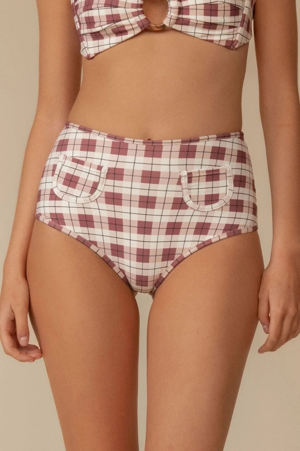 Maroon Plaid Polly Bikini Bottom | Montce