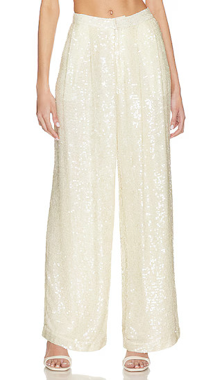 Sequin Viscose Low Waisted Trouser in Cream | Revolve Clothing (Global)