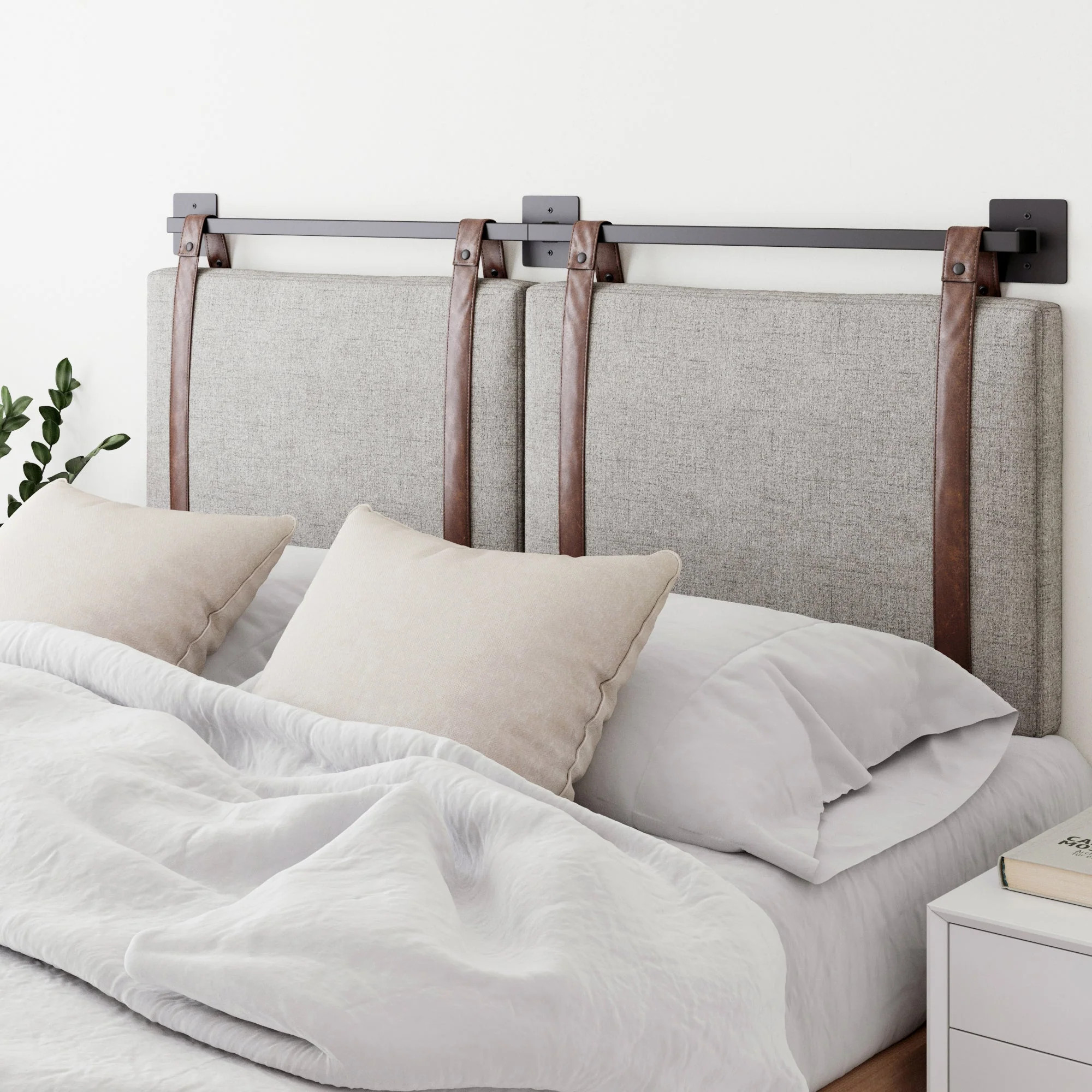 Upholstered King Wall Mount Headboard Gray | Nathan James